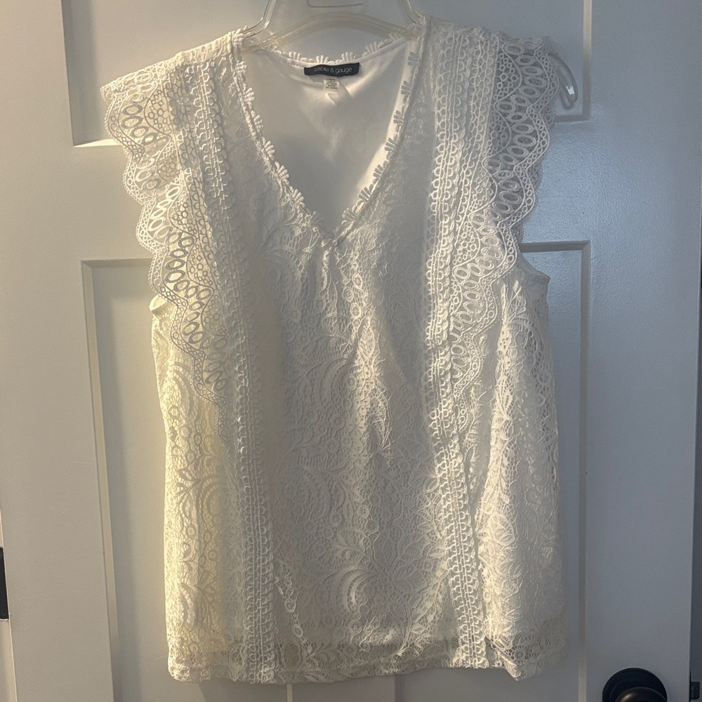 Cable & Gauge White Lace Blouse